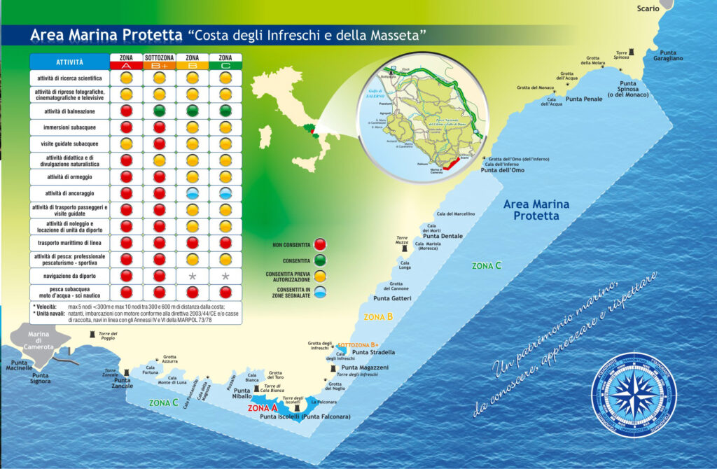 mappa area marina protetta infreschi e masseta
