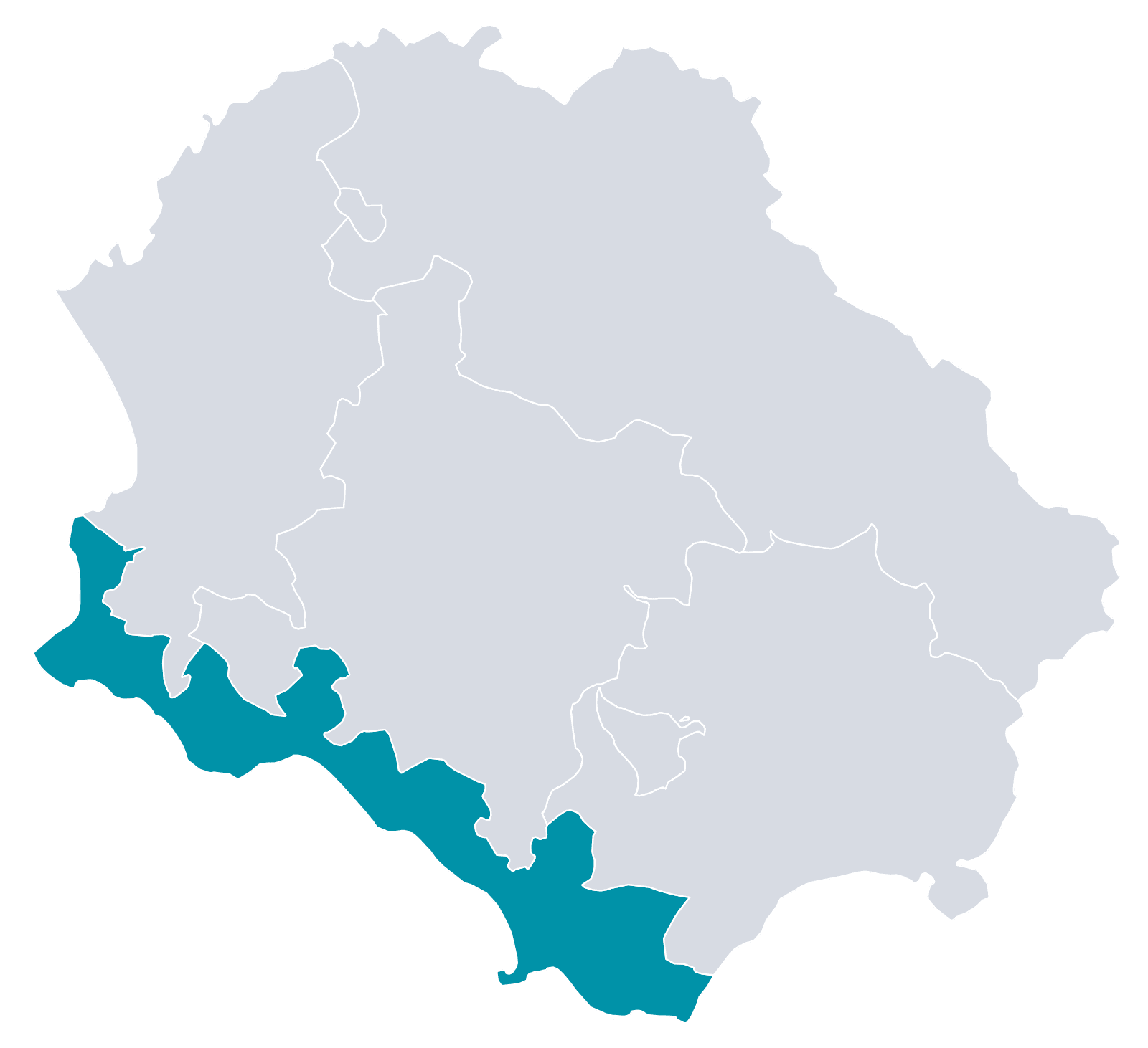 Mappa del Cilento, zona Cilento Costiero
