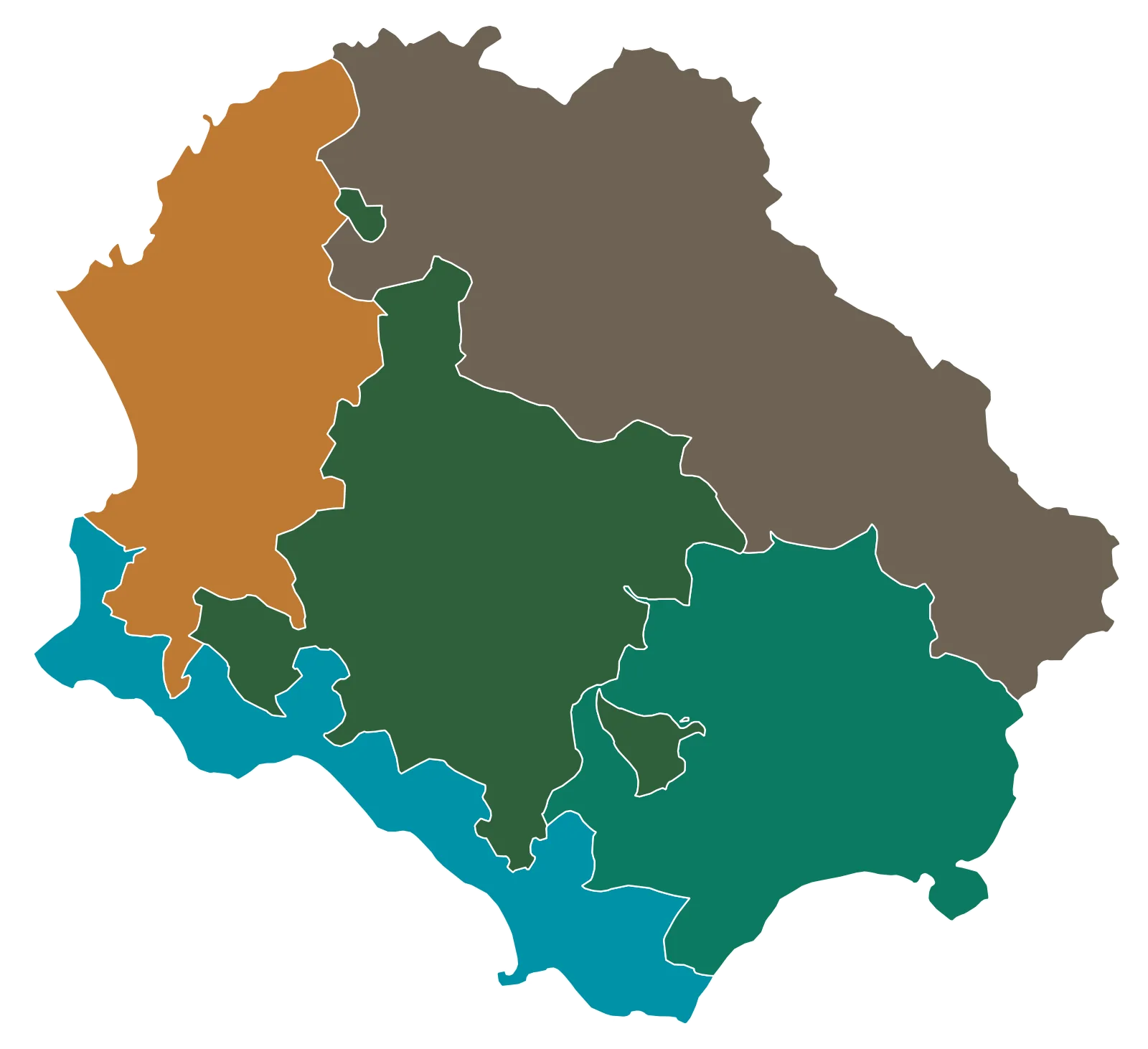 Mappa delle 5 zone del Cilento