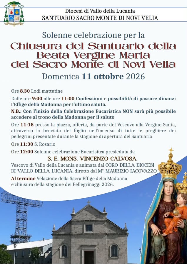 Chiusura del Santuario del Sacro Monte di Novi Velia Chiusura del Santuario del Sacro Monte di Novi Velia
